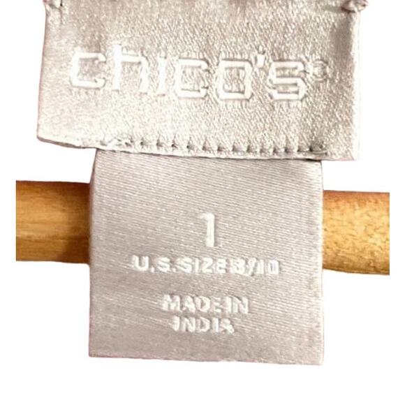 Chicos Size M Washed Magenta 100% Linen Blouse Embroidered Floral Pattern - Picture 2 of 7